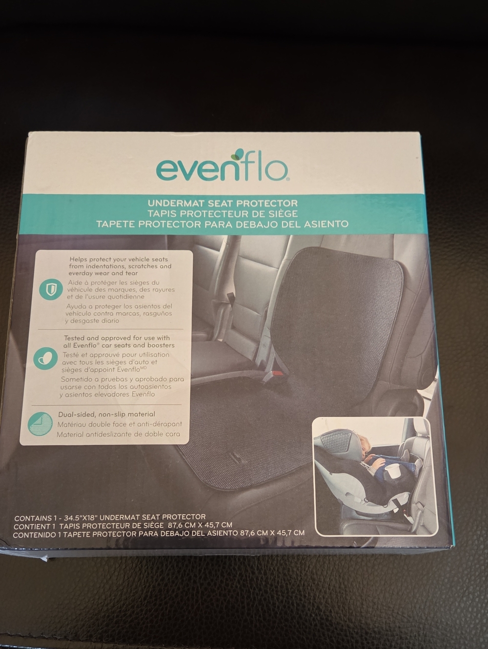 evenflo Black Underseat Protector for Kids Car Seats